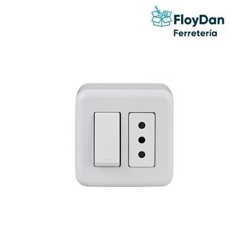 Interruptor simple y tomacorriente sobreponer 10A - MEC