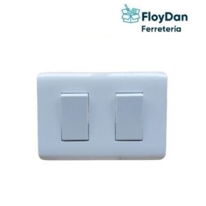 Interruptor rectangular doble Blanco  Embutido  9/15-16A  -STANFORD