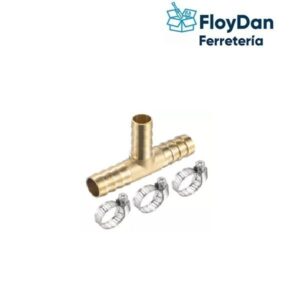 Tee Gas Manguera Bronce 3/8"  3 Abrazaderas