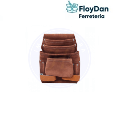 Coleto o bolsa porta herramienta de cuero sin cinturon, 12 bolsillos