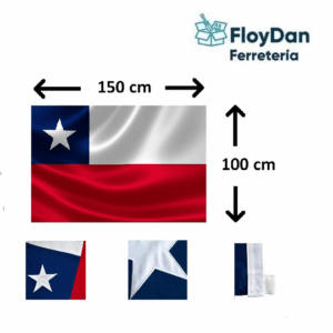 Bandera Chilena Tela Bordada - 100x150 Cms