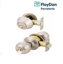 Kit cerradura cilindrica  (Pomo) de acceso con boton cerrojo- Ferretools