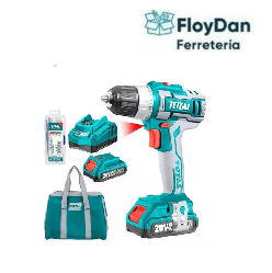 Taladro Inalámbrico 20 v 10mm  2 baterías TOTAL