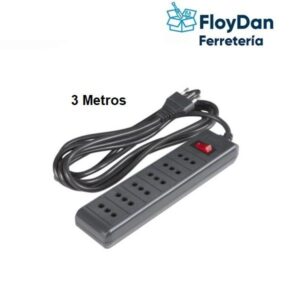 Alargador 6 tomas con interruptor On Off - 3 m - Blanco - Halux / Macrotel / San Long/Winelec