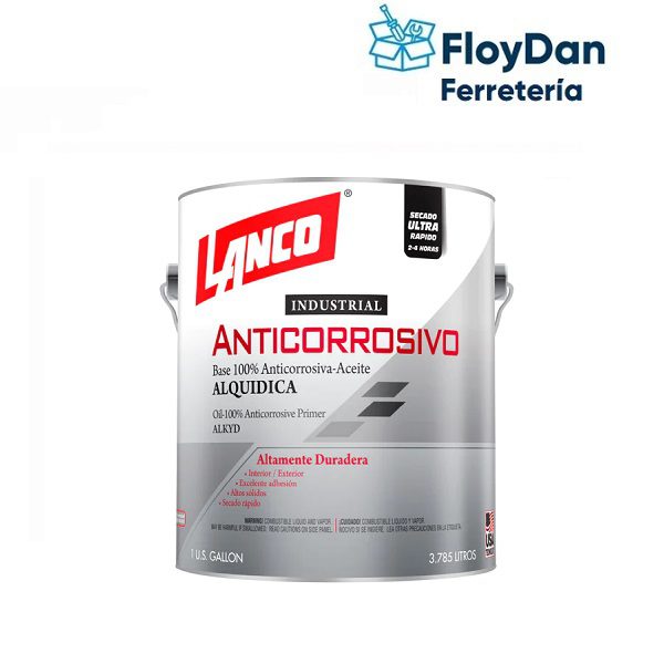 Anticorrosivo industrial negro semi Brillante -Secado Ultra Rapido-1 Gln - 1/4 Gln - LANCO