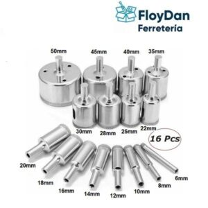 Juego sierra 16 pcs Brocas Copa para Ceramica / Vidrio / Marmol / Piedra