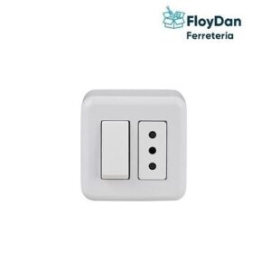 Interruptor simple y tomacorriente sobreponer 10A - MEC