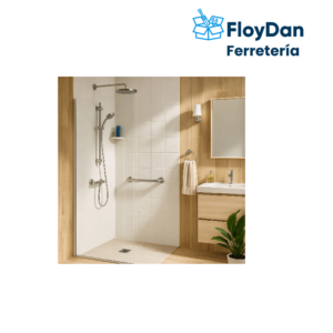 Barra de seguridad y ducha acero inox 19mm, brazo 60cm